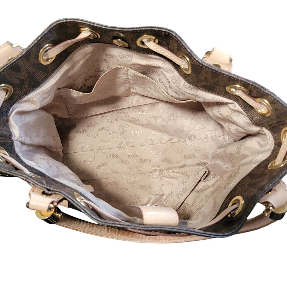 Michael Kors Brown Monogram Drawstring Satchel Ha… - image 4